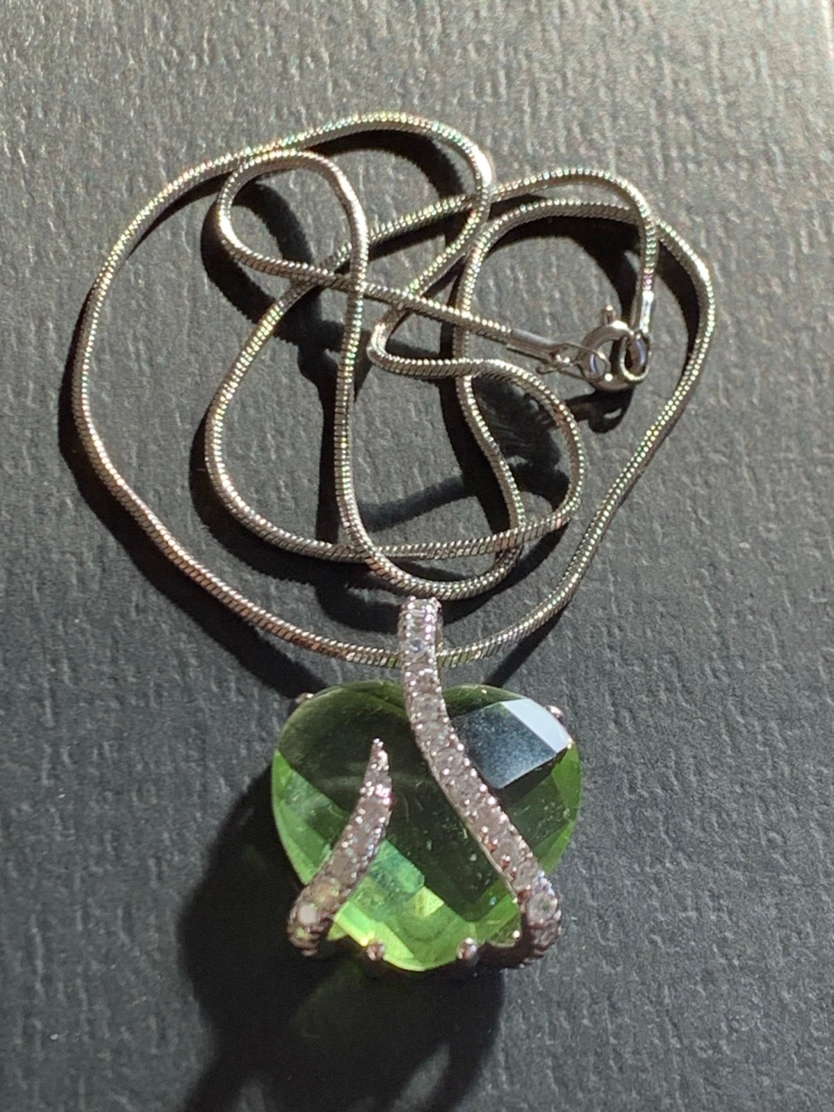 Diamond pendant with snake chain in 925 silver