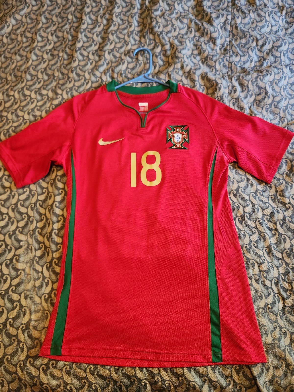 Portugal 2008/2009 Home Player Issue Matchworn Maniche Soccer Jersey Size L