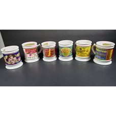 Set of 6 Vintage Advertising Mugs 1982, Carnation Ralston Hills Bros Whitman's