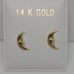 14k Solid Gold Moon Stud Earrings