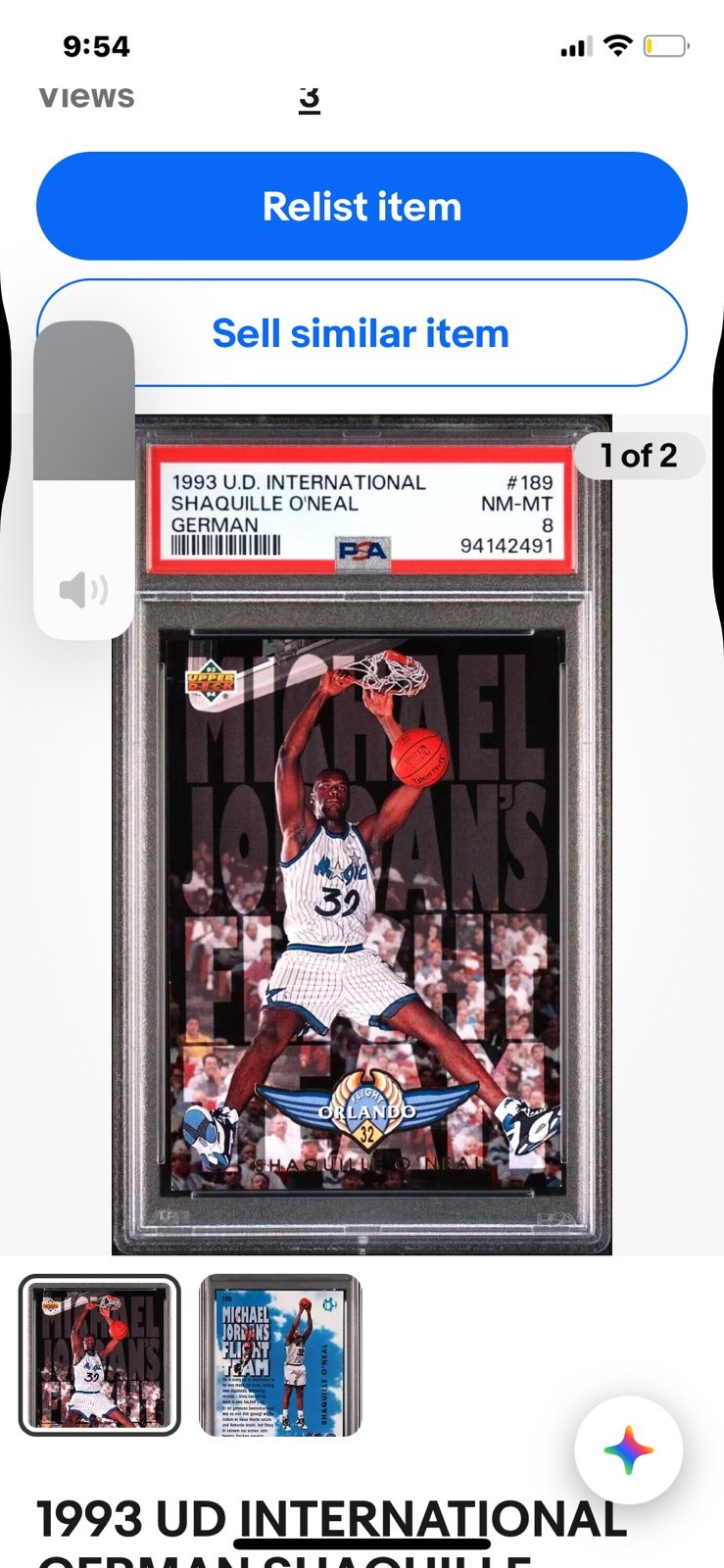 1993 UD INTERNATIONAL GERMAN SHAQUILLE O'NEAL FLIGHT TEAM PSA 8 POP 1 NO HIGHER