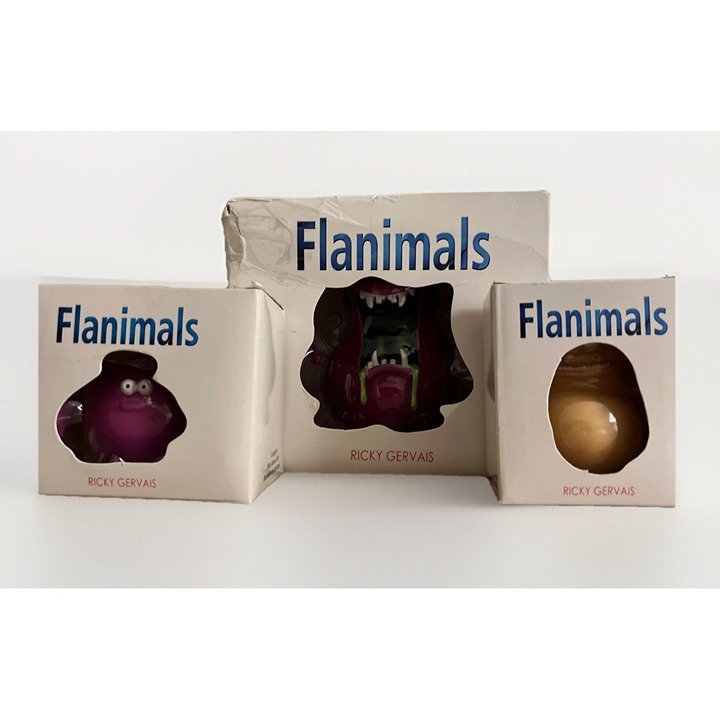 3 Ricky Gervais Flanimals Figures Puddloflaj,Clunge Ambler, Adult Mernimbler IOB