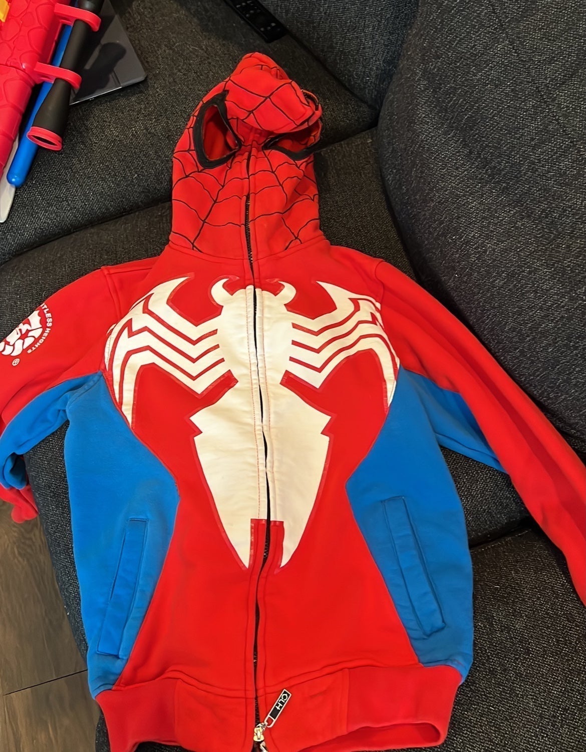 Vintage Marvel SpiderMan Full Zip Masked Hoodie Creating Limitless Height