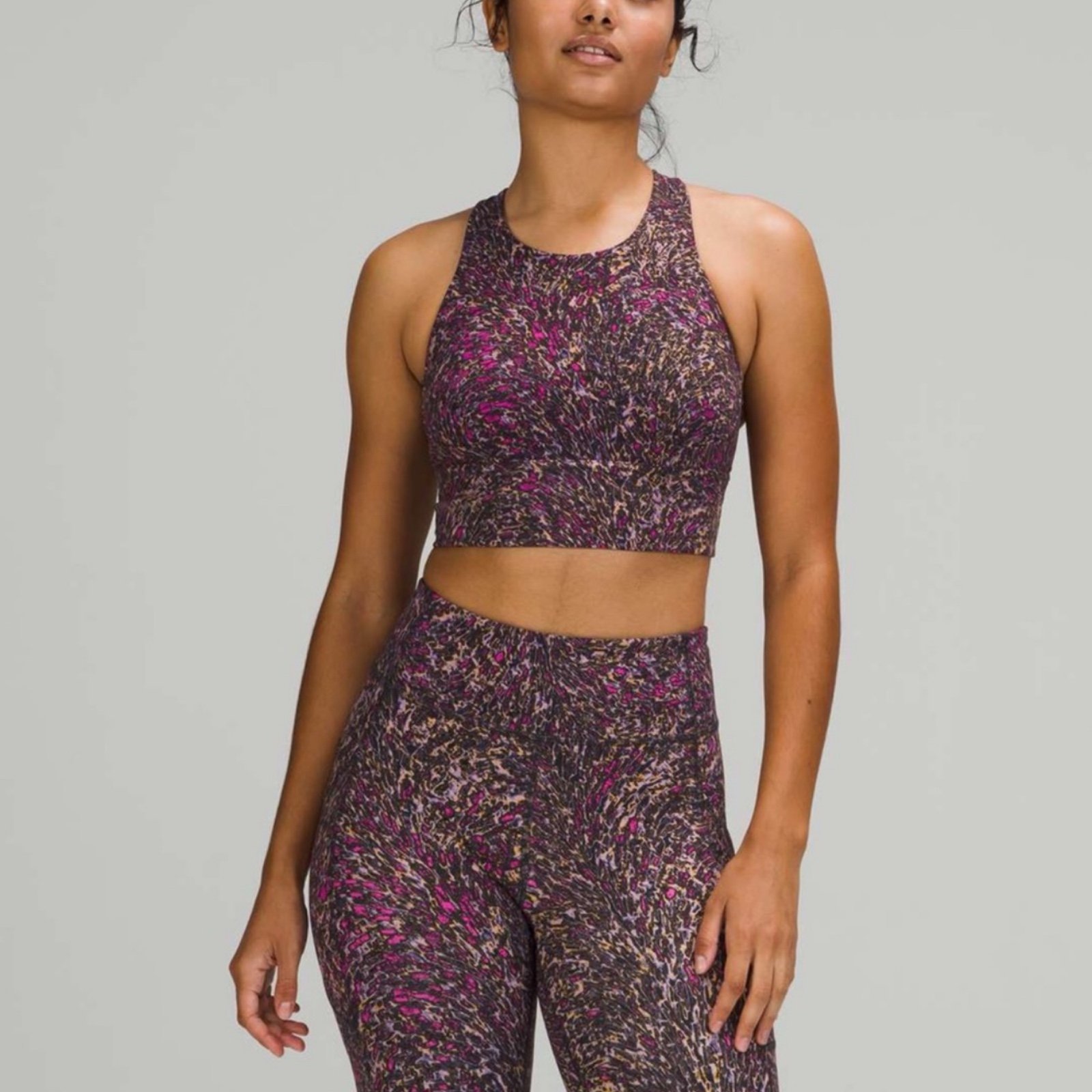 Lululemon Wunder Train Long-Line Bra Sz 6 In Topography Multi