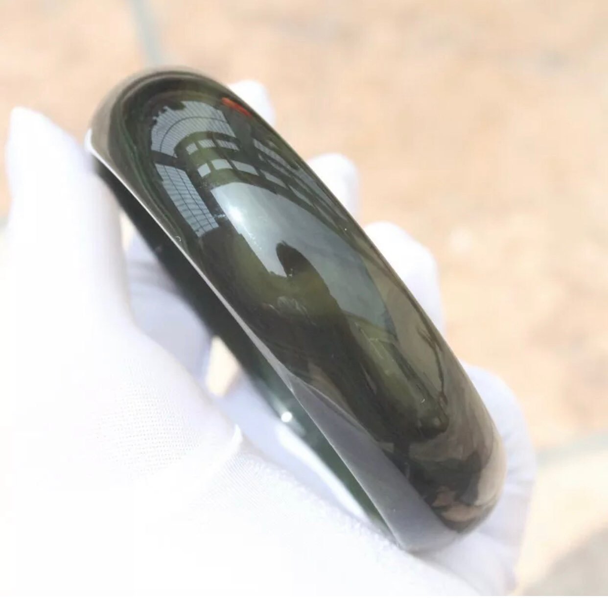 80mm Natural Agate Jade dark green bangl