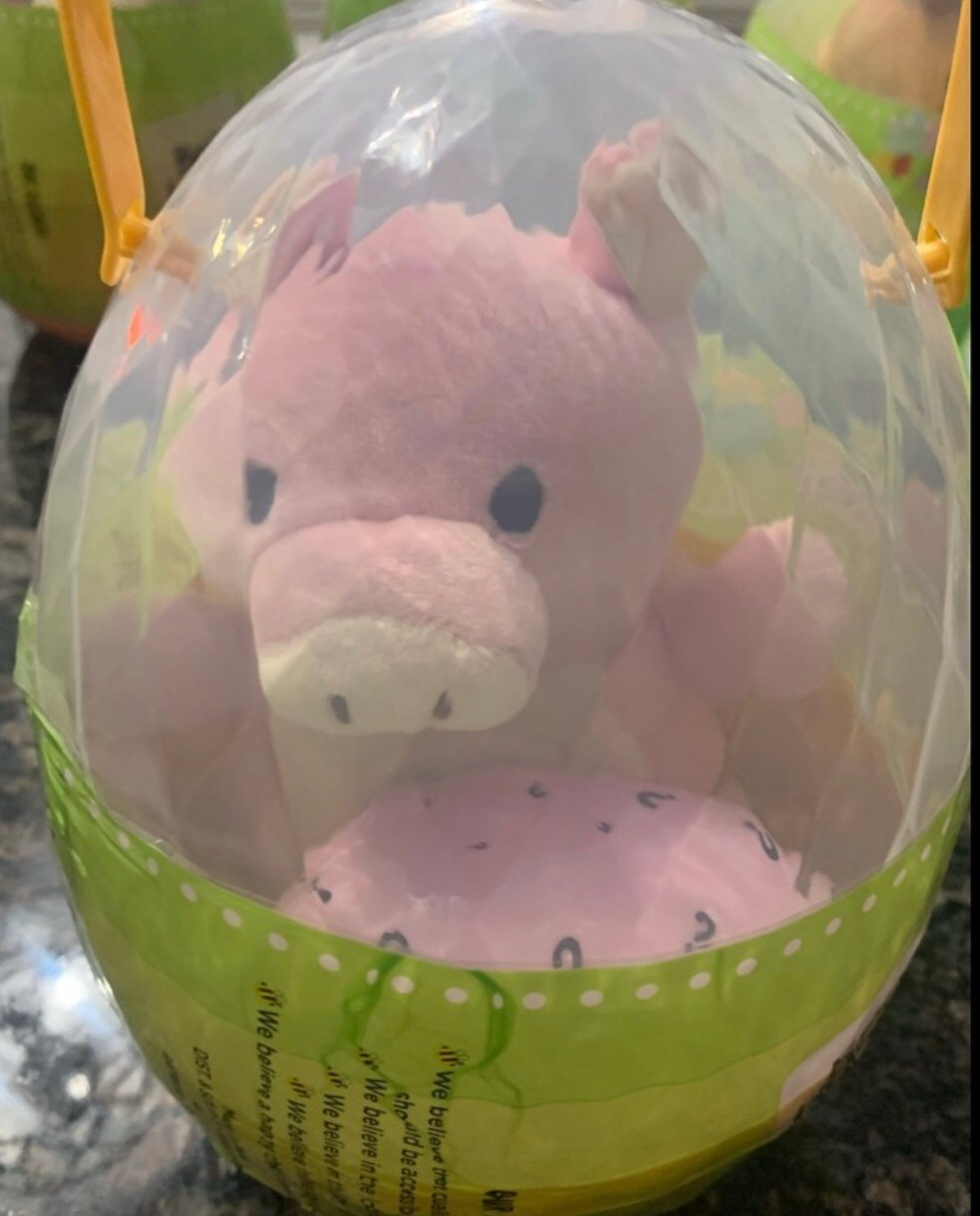 Squishmallow ALDI’s Exclusive Bee Happy Easter Egg Pink Pig Hugmee RARE