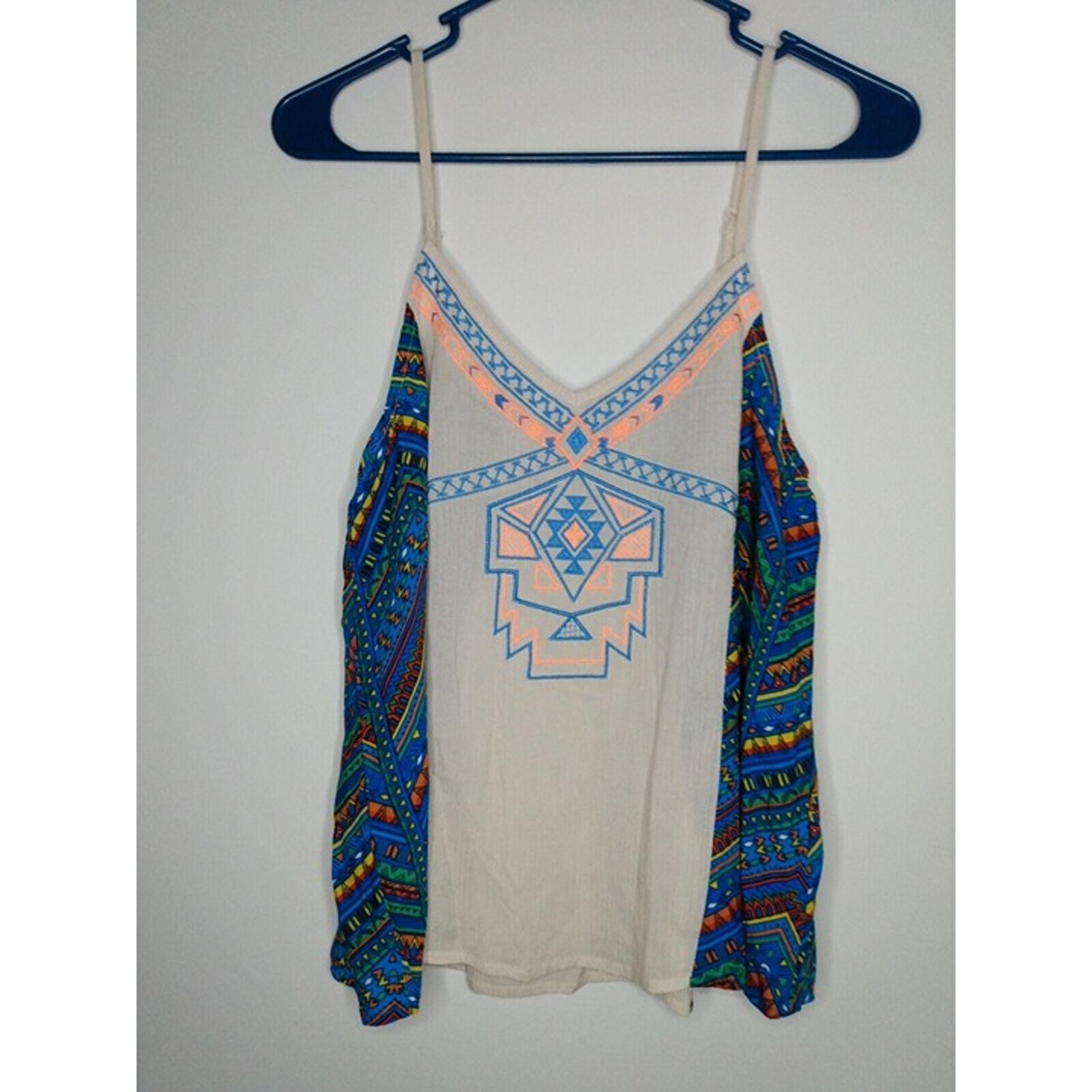 Flying Tomato Women Sz M Spaghetti Strap Southwest Tank Top Multicolor Rayon