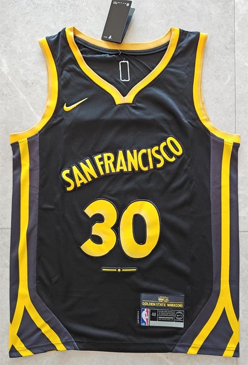 24 New NBA Warriors 30# Curry City Edition Black Jersey