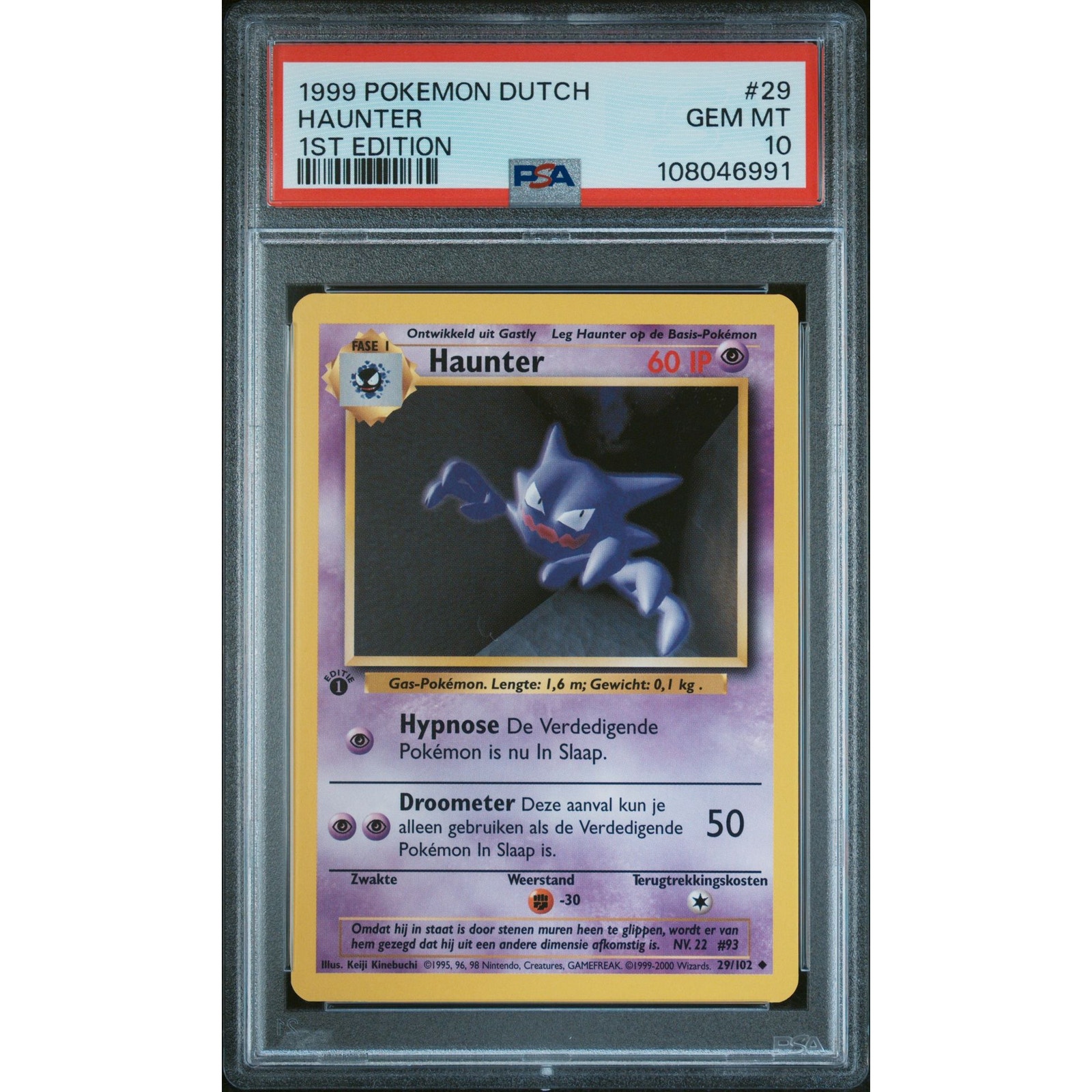 PSA 10 GEM MINT Haunter 1st Edition 29/102 Pokémon Dutch Base Set (CGC/BGS)