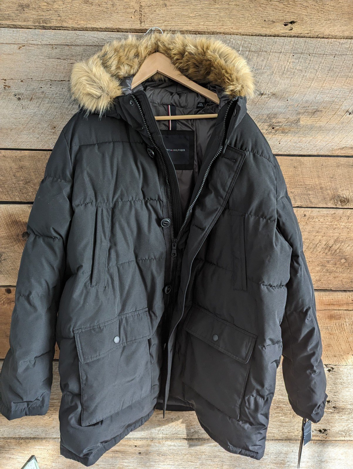 Tommy Hilfiger MEN'S Black ULTRA LOFT QUILTED PUFFER COAT WITH HOOD SZ XXL NWT -
