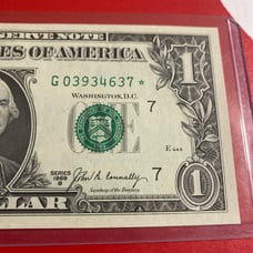 1 Dollar Bill Star Note G03934637