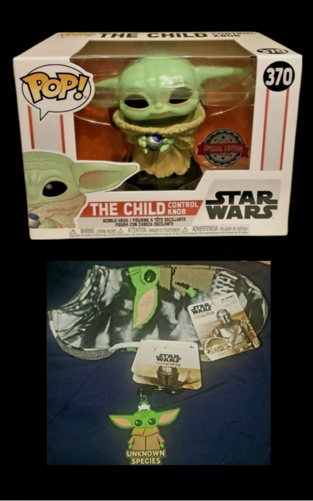 STAR WARS FUNKO POP 370 THE CHILD MANDALORIAN CONTROL KNOB, Keychain, 5 PAIRS OF