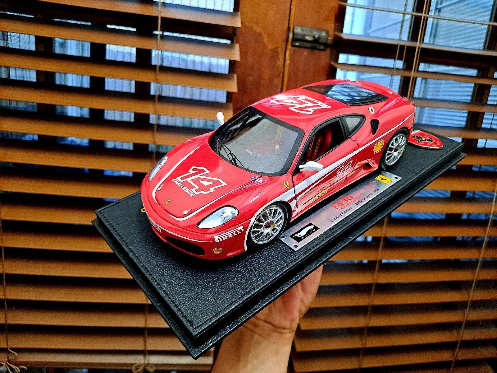 Super ELITE Ferrari F430 Challenge mounted on Customized leather Display Case!