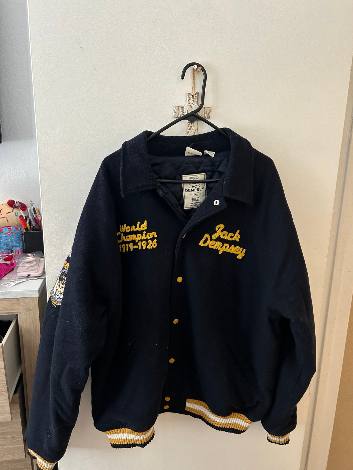 L Rare EVERLAST Jack Dempsey MANASSA MAULER World Boxing Champion Varsity Jacket