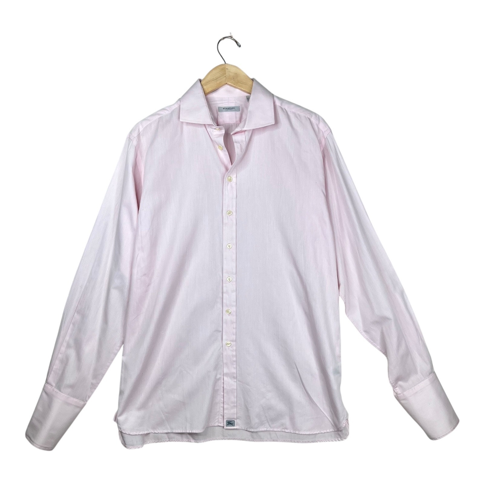 Burberry Shirt Men's 16 1/2 light Pink 100% cotton Button Down Long Sleeve