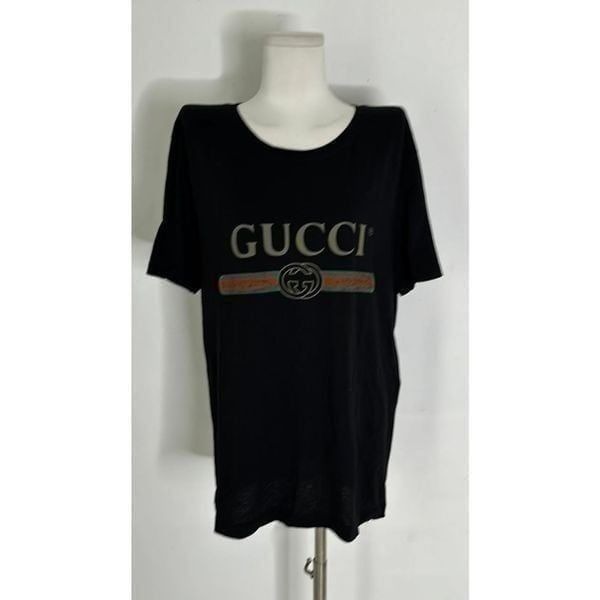 Gucci Classic Logo Black Cotton Tee NWT And Box