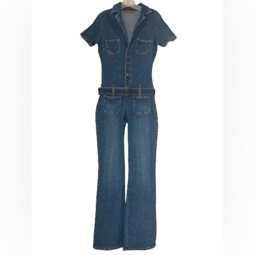 Arden B Y2K Rare Stretch Comfort Wide Bell Denim Jumpsuit Romper Pantsuit Size L
