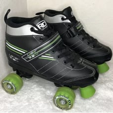 Roller Derby Black & Green Laser 7.9MX 4 Wheel Roller Skates Youth Size 5