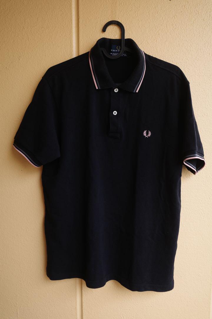 FRED PERRY Black Polo Shirt, Size L