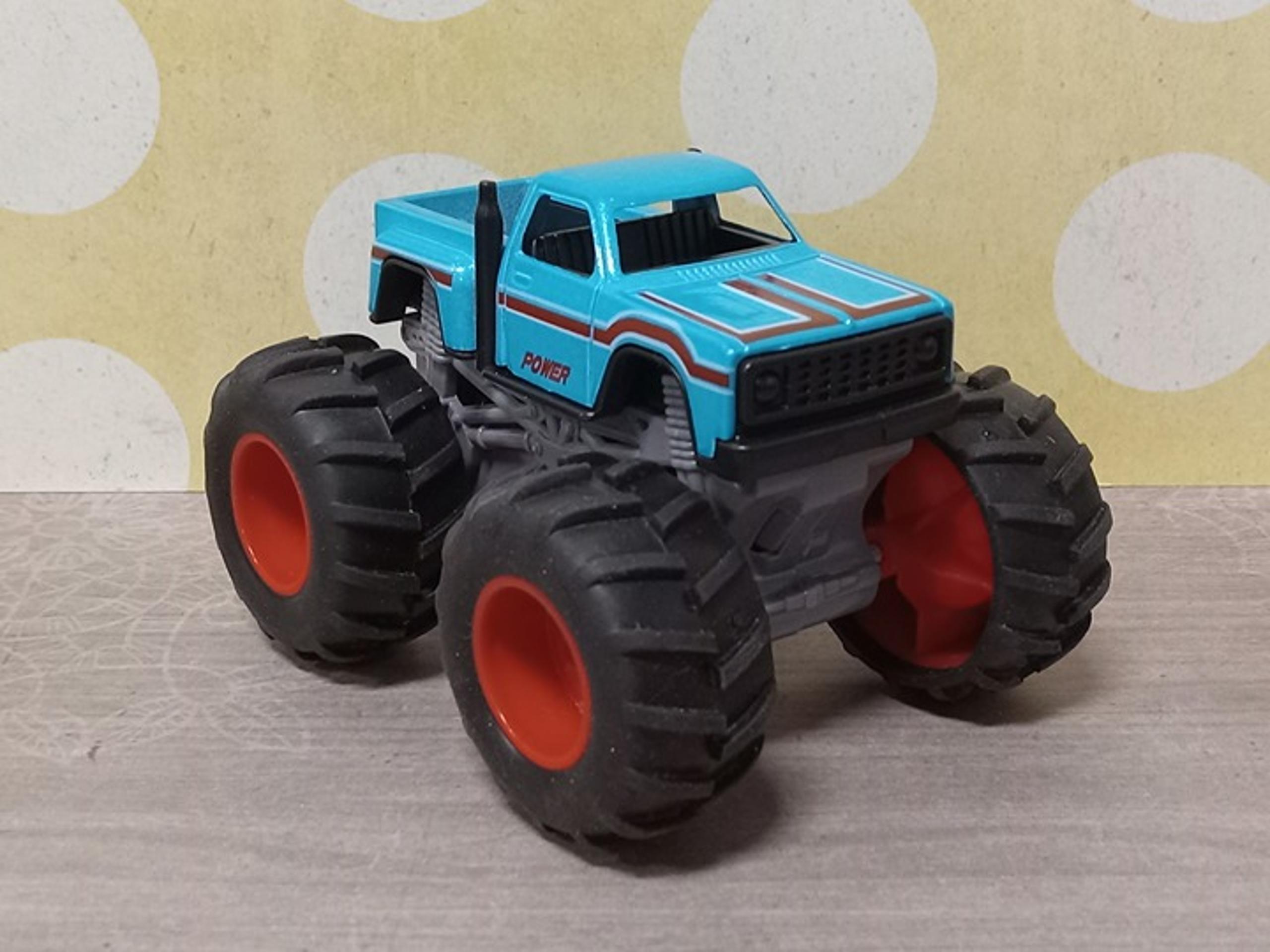 2024 Kid Galaxy 4" Hot Vehicle Big Wheel Monster Truck, Blue Power Pickup