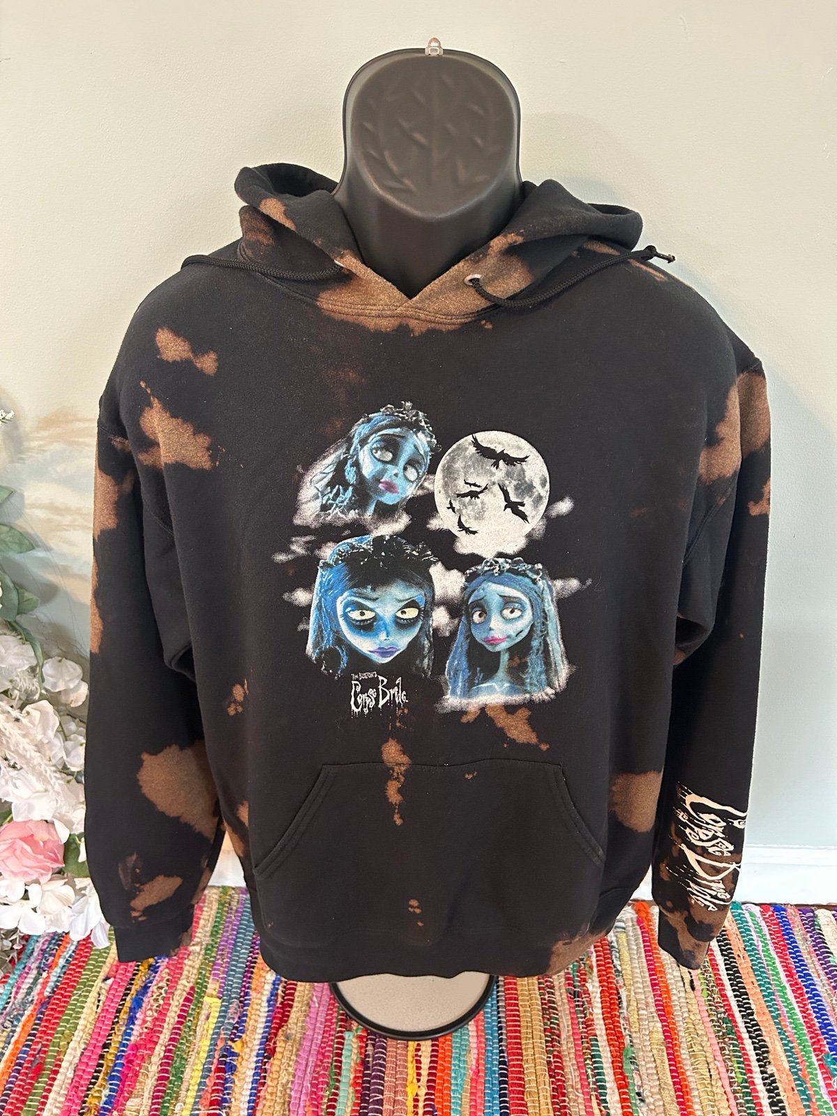 Tim Burton's Corpse Bride Tie Dye Hoodie Sweatshirt Halloween Costume Medium