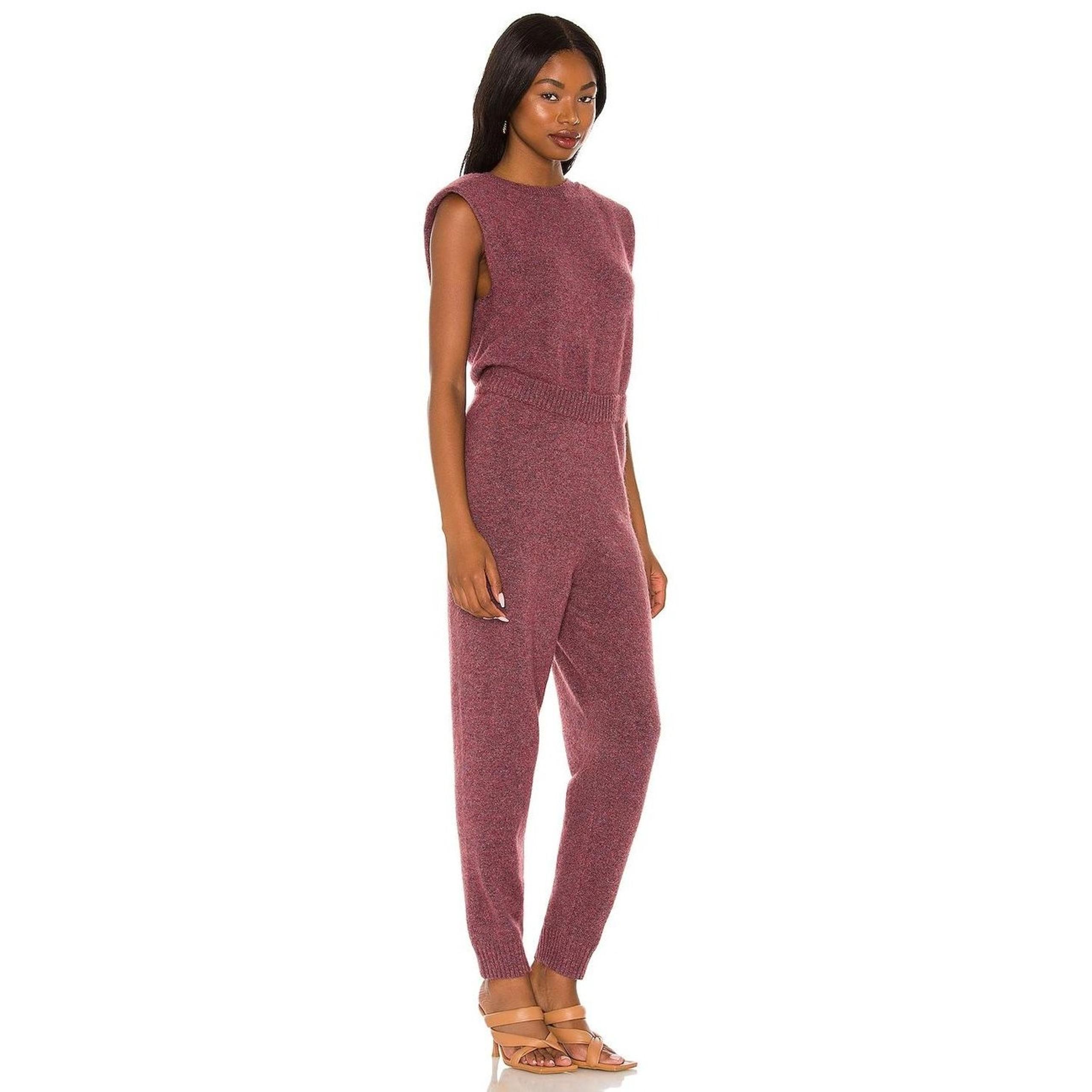 Central Park West Jumpsuit Womens X Small Bailey Plum Purple Knit Tie Back Comfy