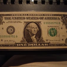 One dollar bill fancy serial number
