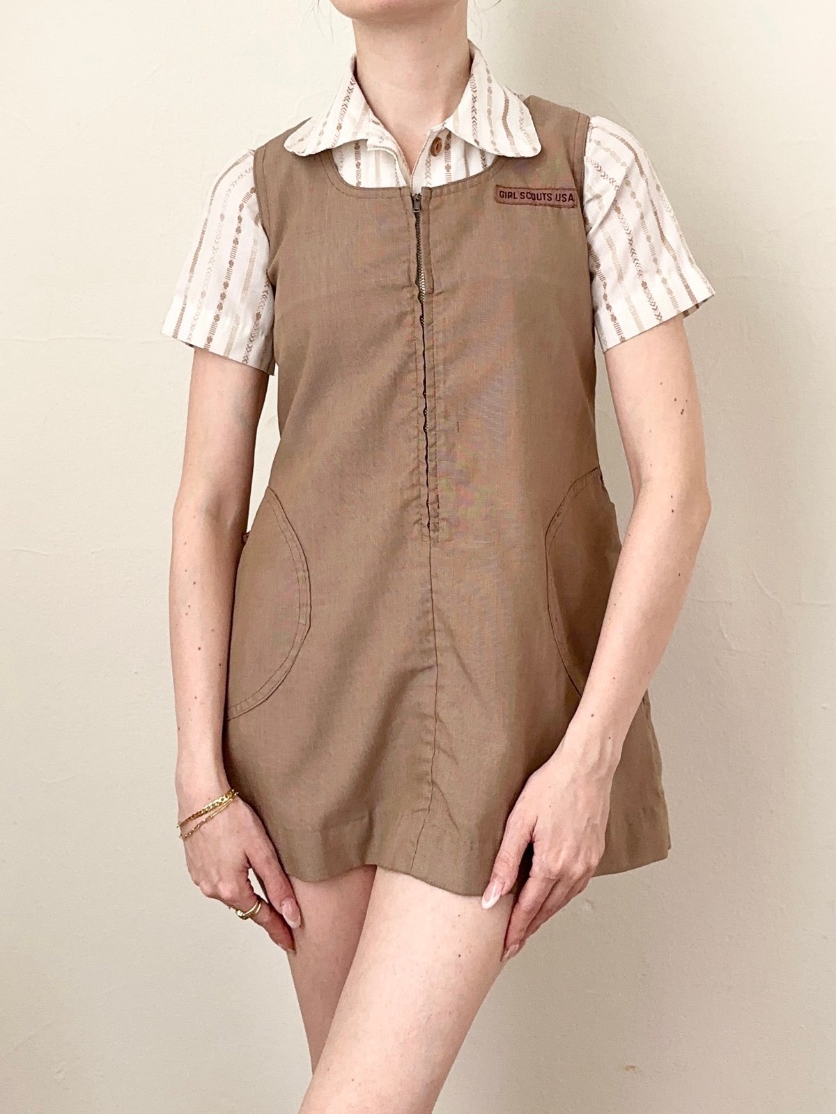 Vintage 1970s Girl Scout Brownies Uniform Dress Set & Girl Scout’s Sing Vinyl