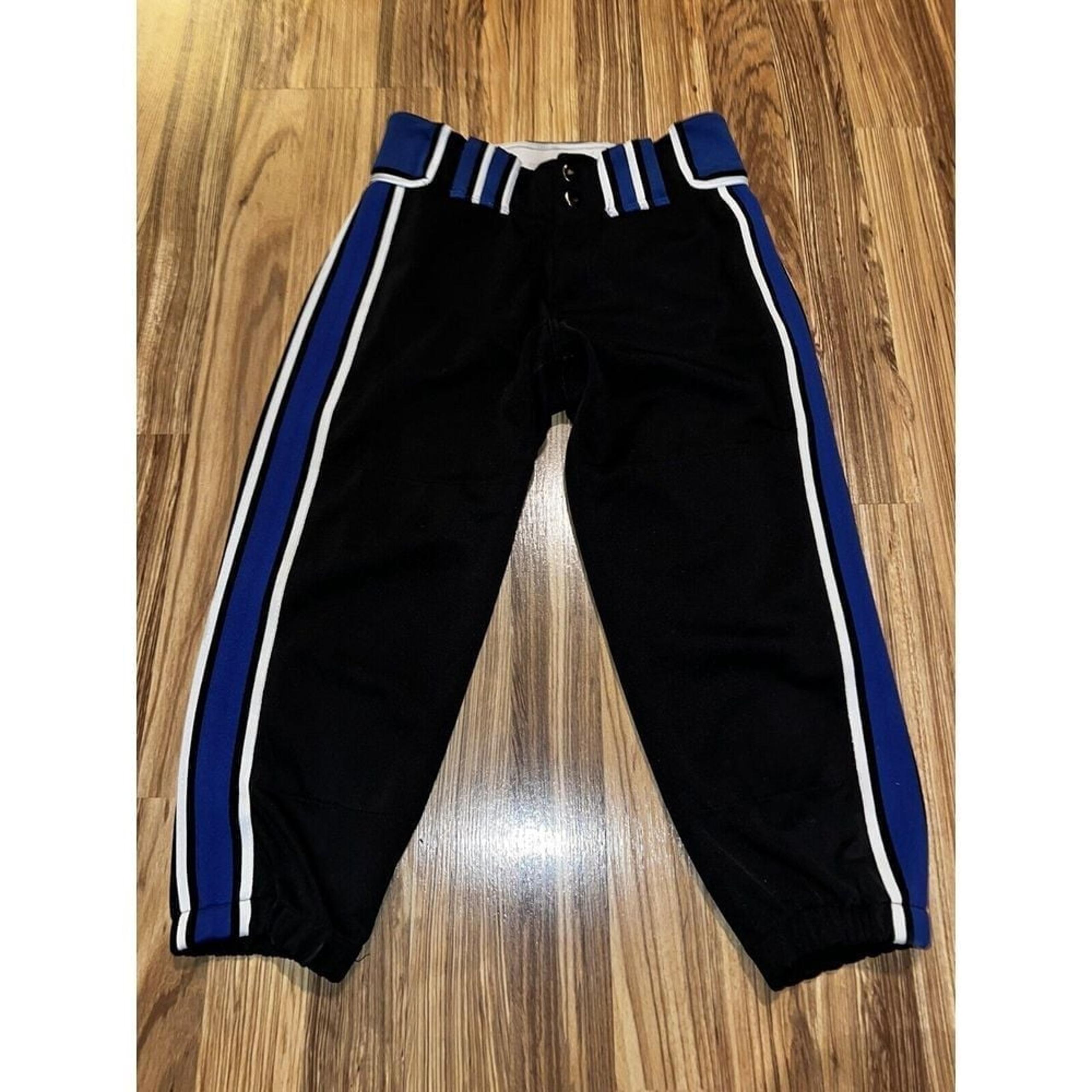 Women's Size 28 Black Royal Blue White Stripe Softball Pants Cropped - Boombah