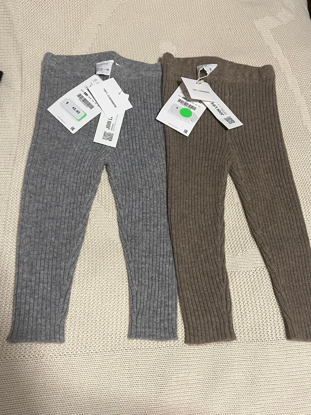 zara new cashmere 2 pair of leggings 12-18m