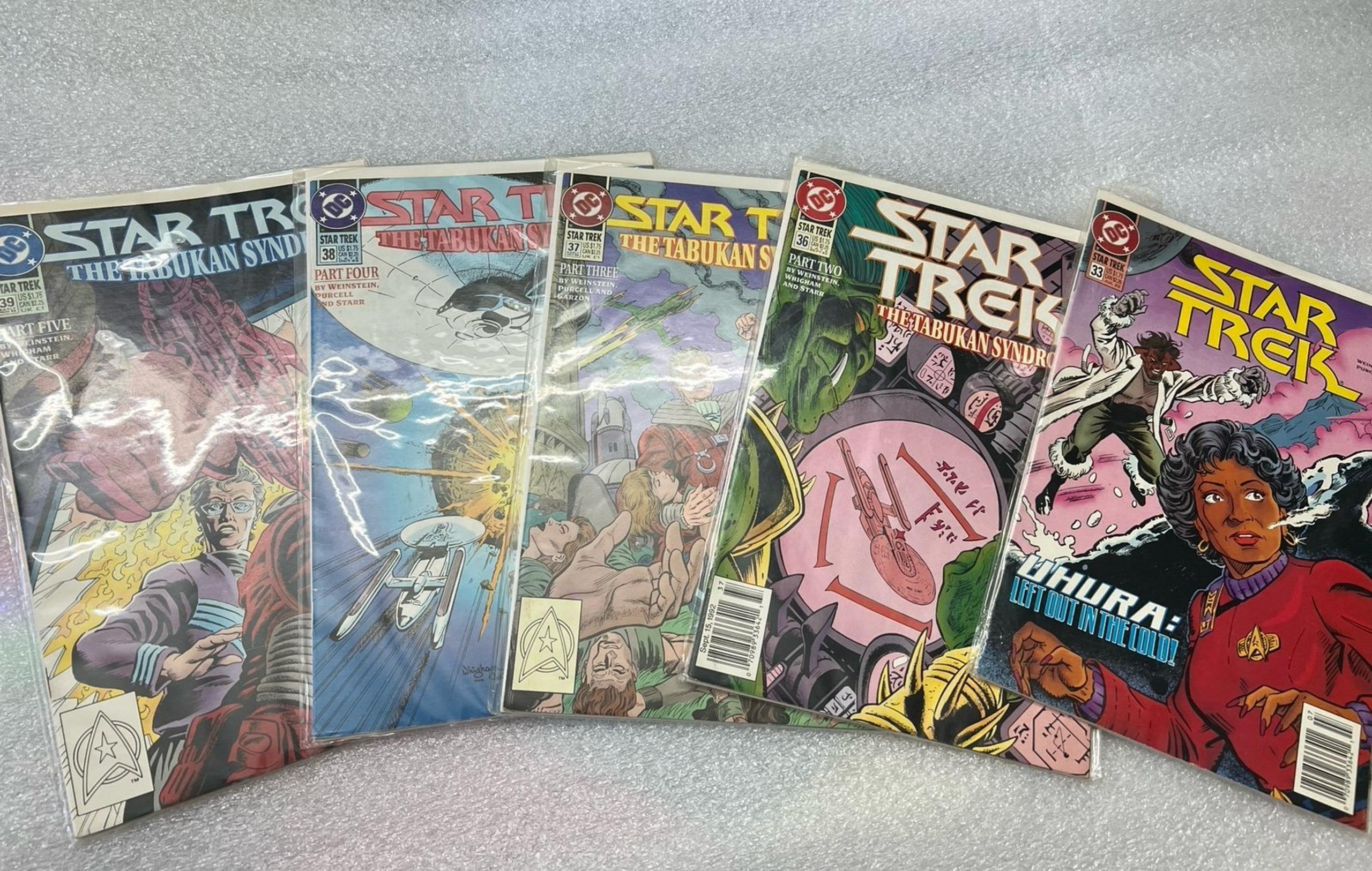 5 Star Trek DC Comics Books 1992 No. 33, 36- 39
