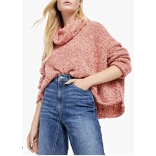 Free People BFF Sweater Red Lotus Cowl Neck Oversized Size Small Stretch Crop