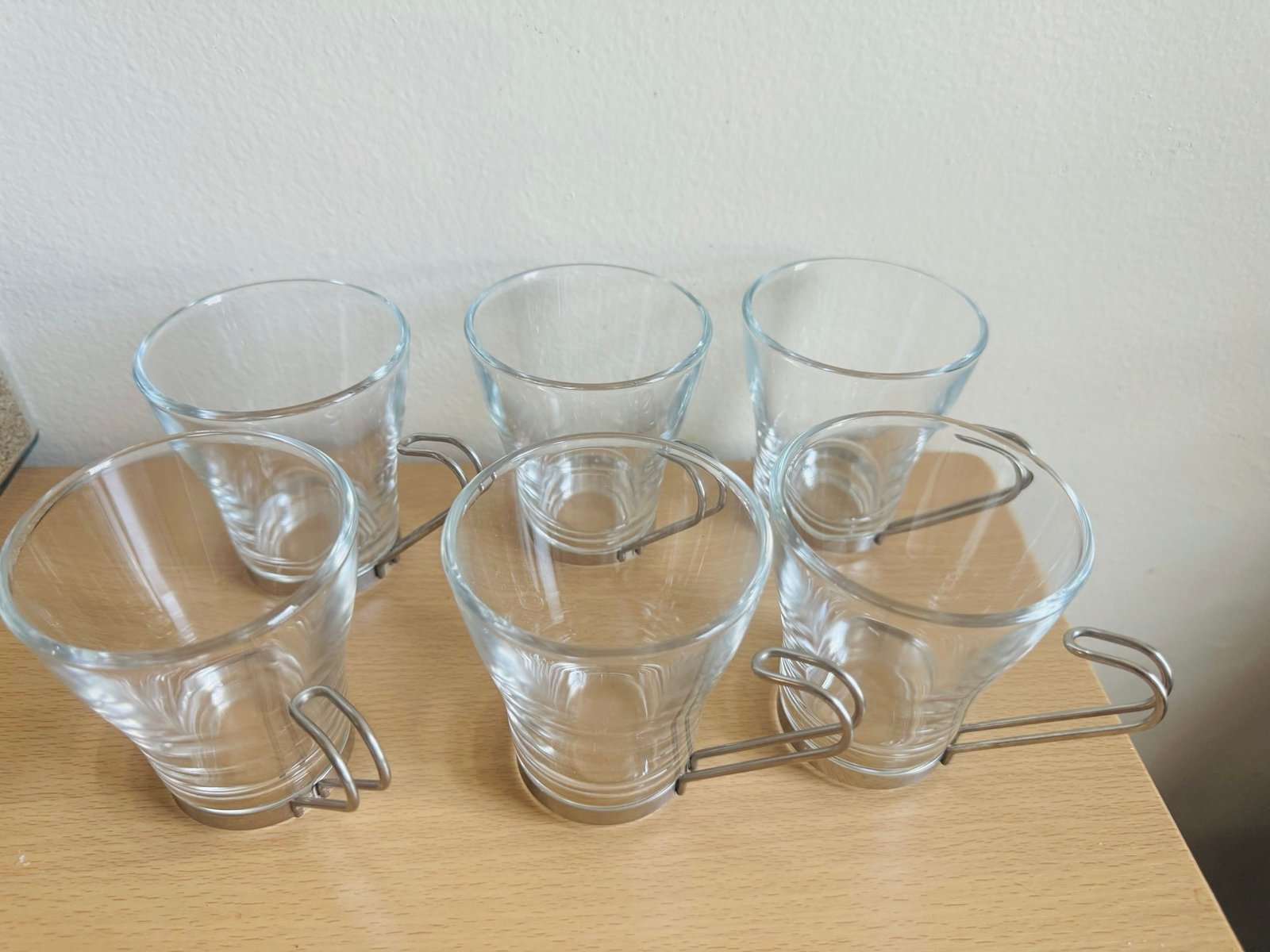 Vitrosa set of 6 Cappucino Glasses with silver metal holder