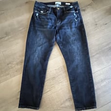 Frame Jeans Women 31x24.5 Blue Le Garcon Crop Distressed Dark Wash