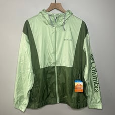 Columbia Women's Lily Basin Colorblock Rain Jacket Green Size X-Large