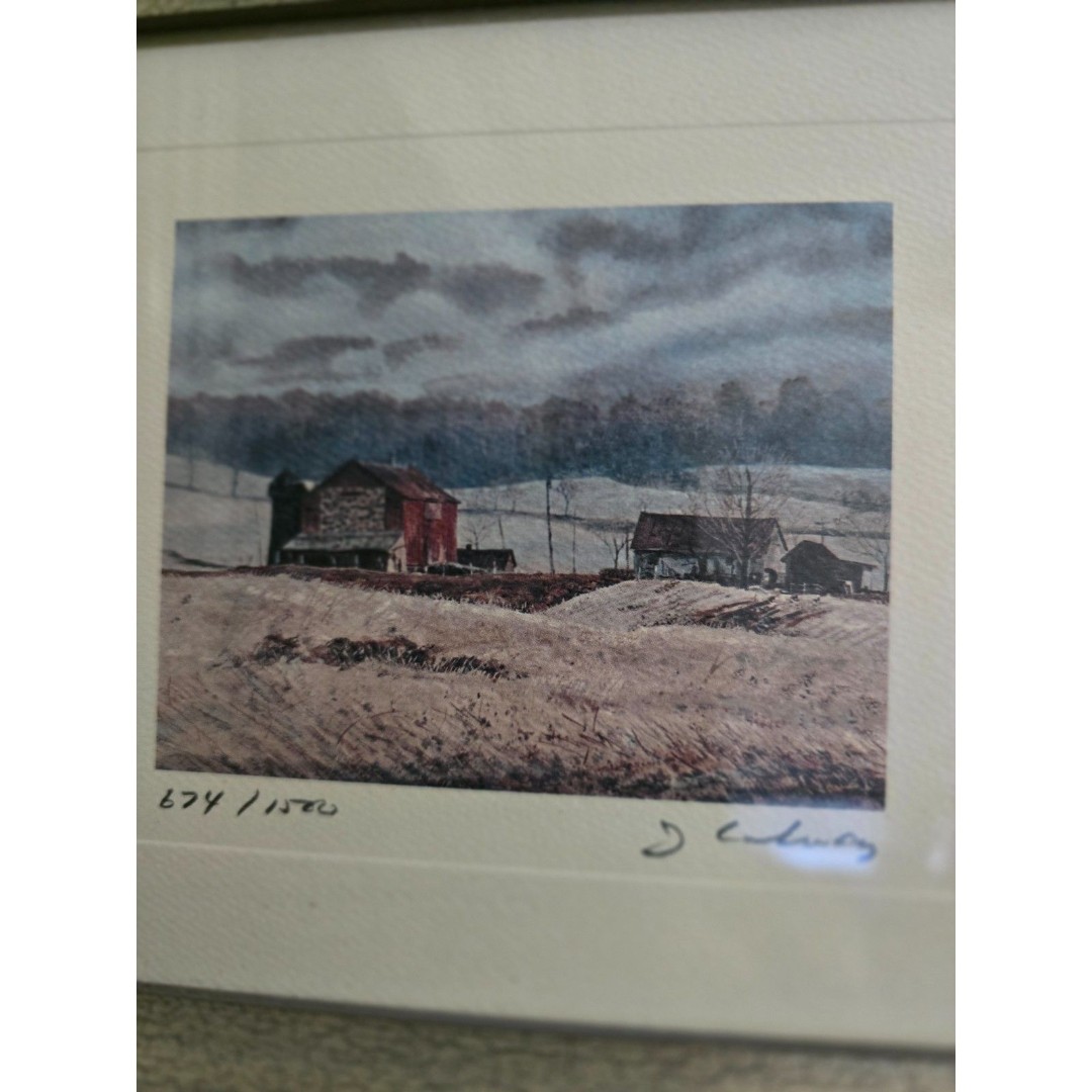 Signed/Numbered Watercolor Rural Farm Prints Framed Coulburg? SZ 8.5 x 9