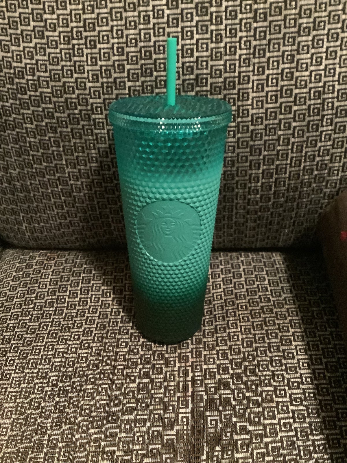 Starbucks Venti shiny to matte green ombré studded cup, nwt