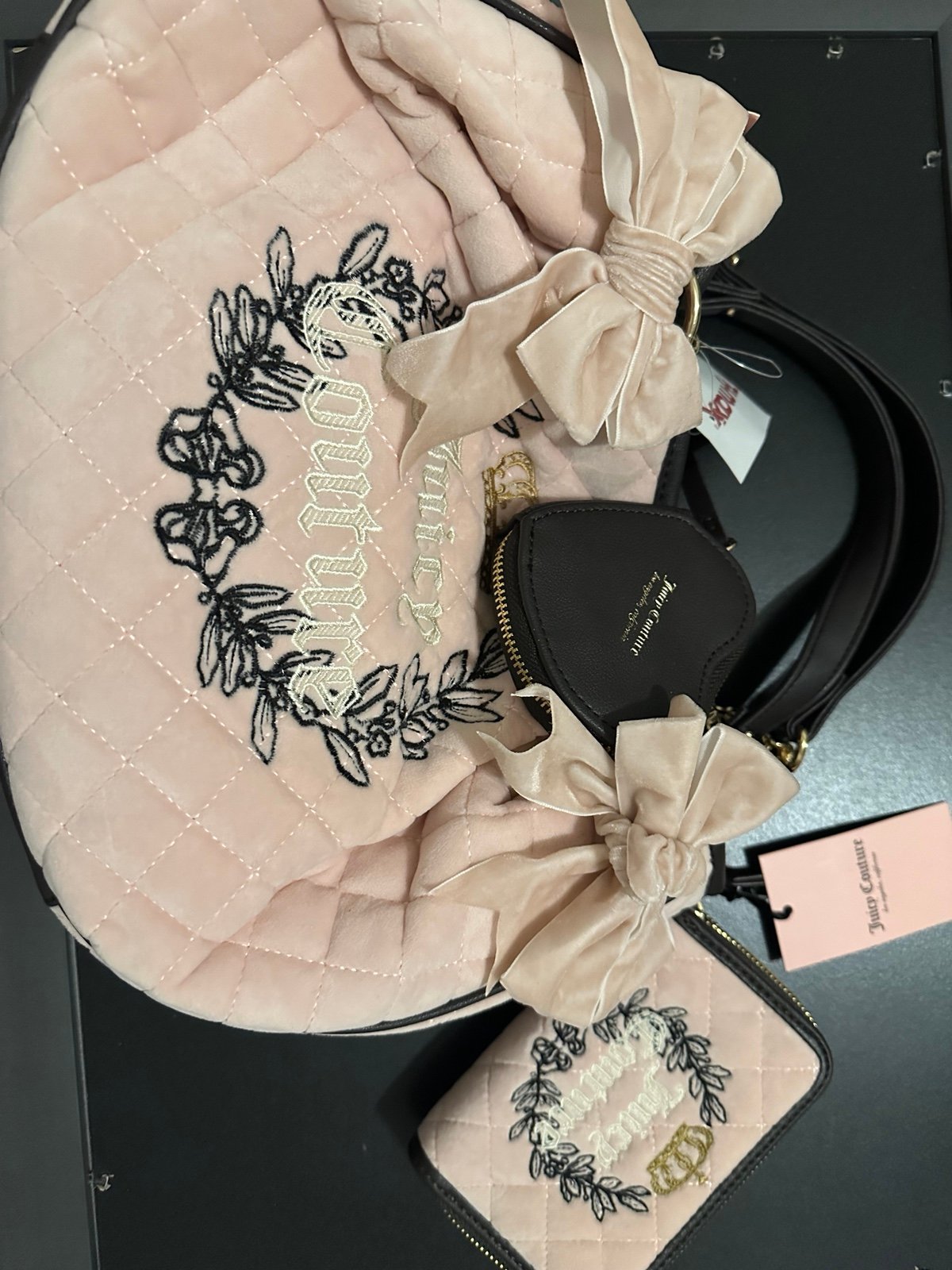 Juicy Couture royal moment satchel bag+ wallet+bows
