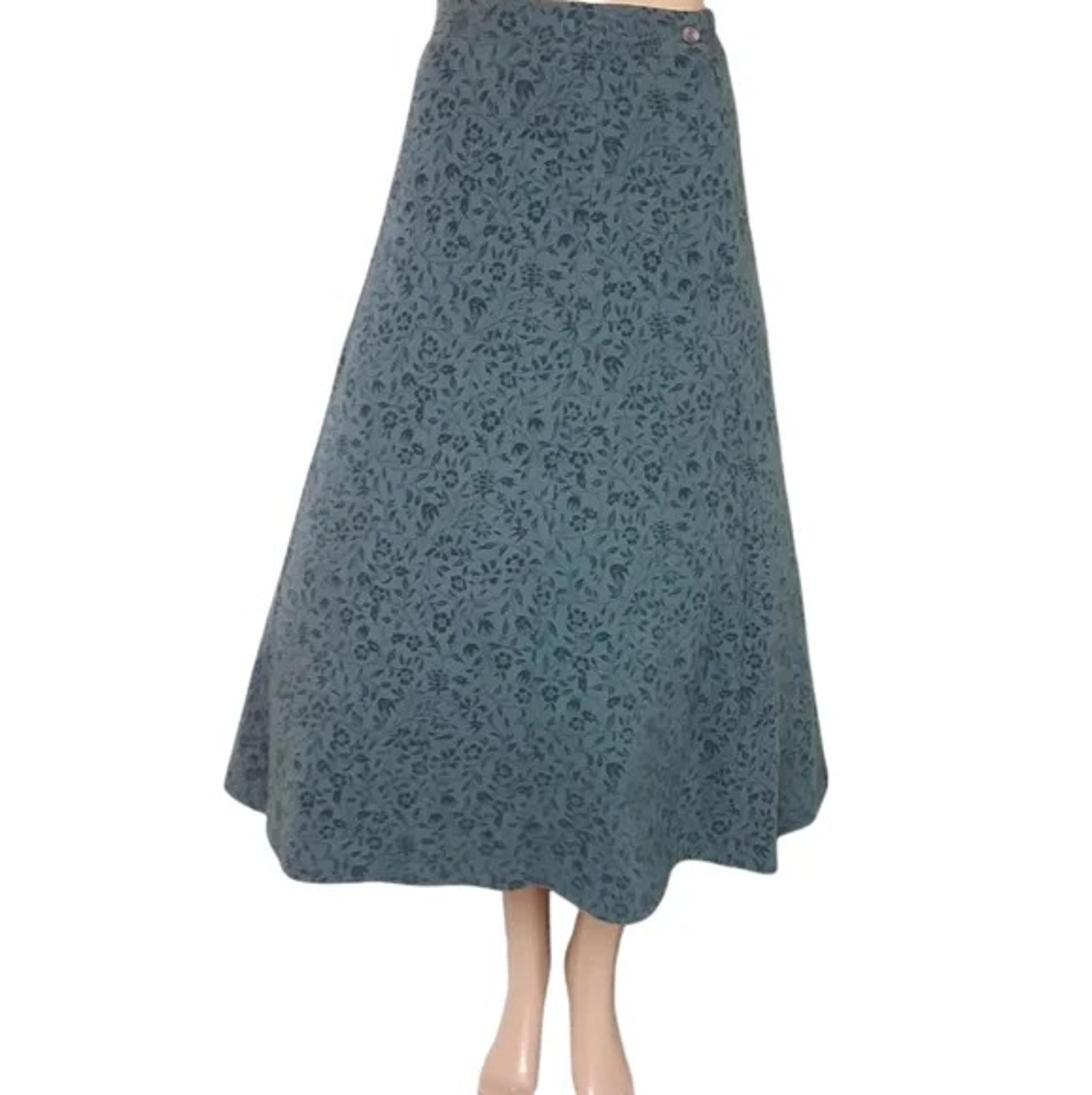 L.L.Bean Olive Green Floral Maxi Skirt