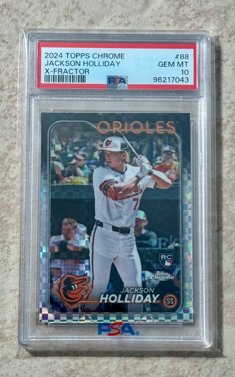 2024 TOPPS CHROME X-FRACTOR #88 JACKSON HOLLIDAY ROOKIE RC PSA 10 GEM MINT