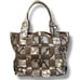 Michael Kors Dark Dune Khaki Vivian Python Snake Print Satchel Woven Tote Bag Sh