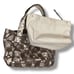 Michael Kors Dark Dune Khaki Vivian Python Snake Print Satchel Woven Tote Bag Sh