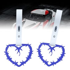 NEW 2PCS BARBED WIRE BLUE JDM TSURIKAWA RING WHITE Handle Strap Drift Charm