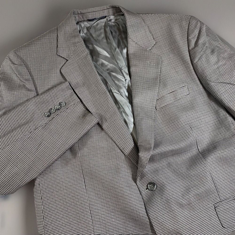 46L Brooks Brothers 346 Mens 2 Button Silk Wool Blazer Sport Coat Houndstooth