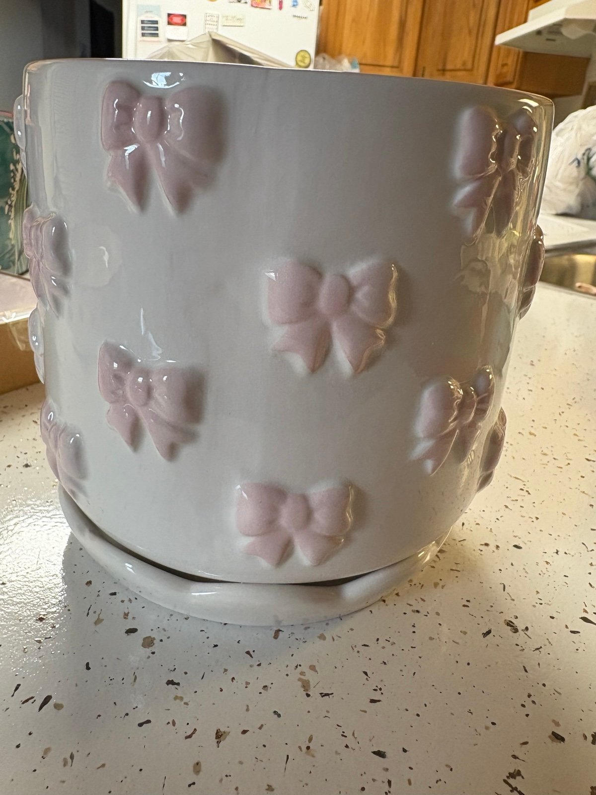 Pink bow planter
