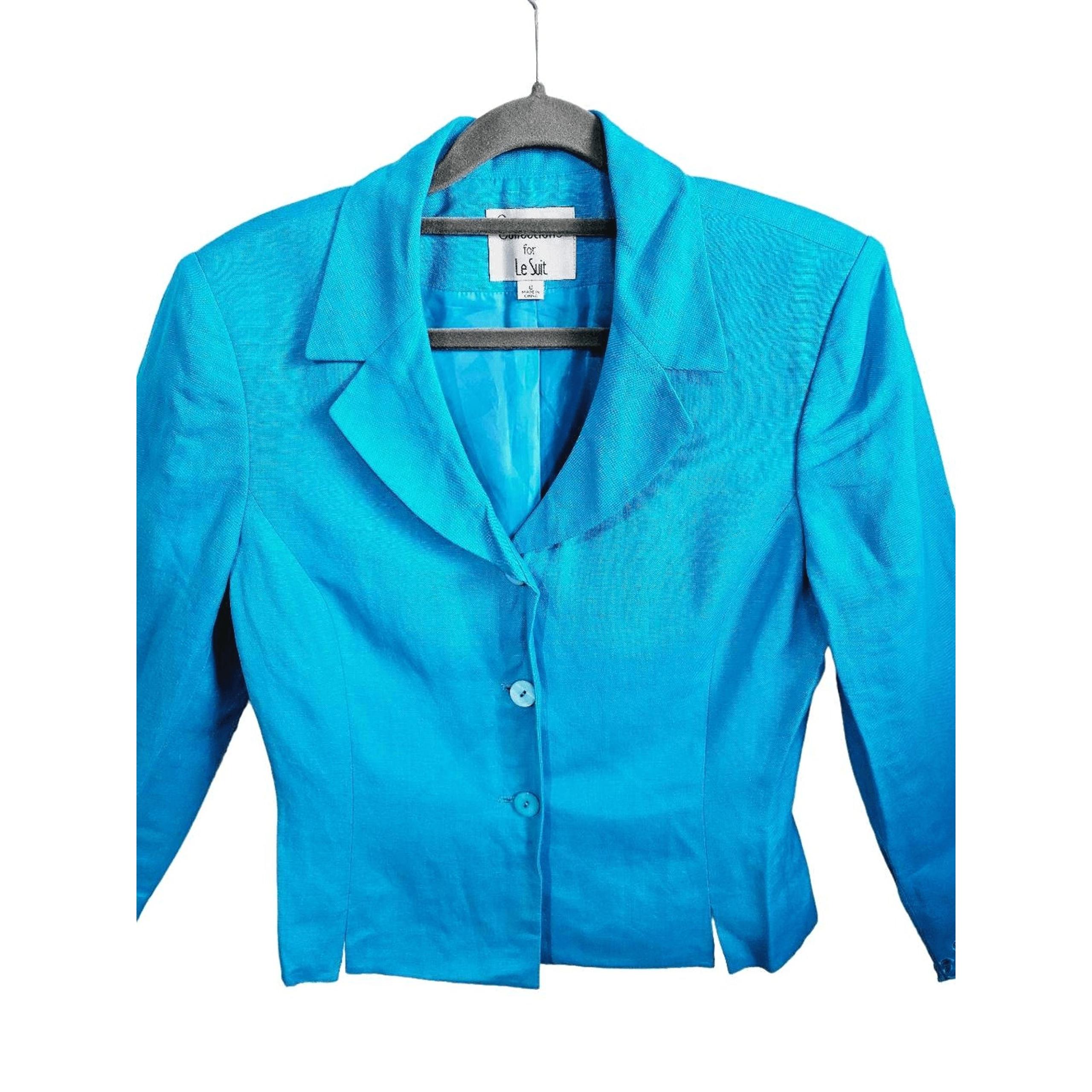 Collections For Le Suit Women's Linen Blazer Blue Size 8 NWT
