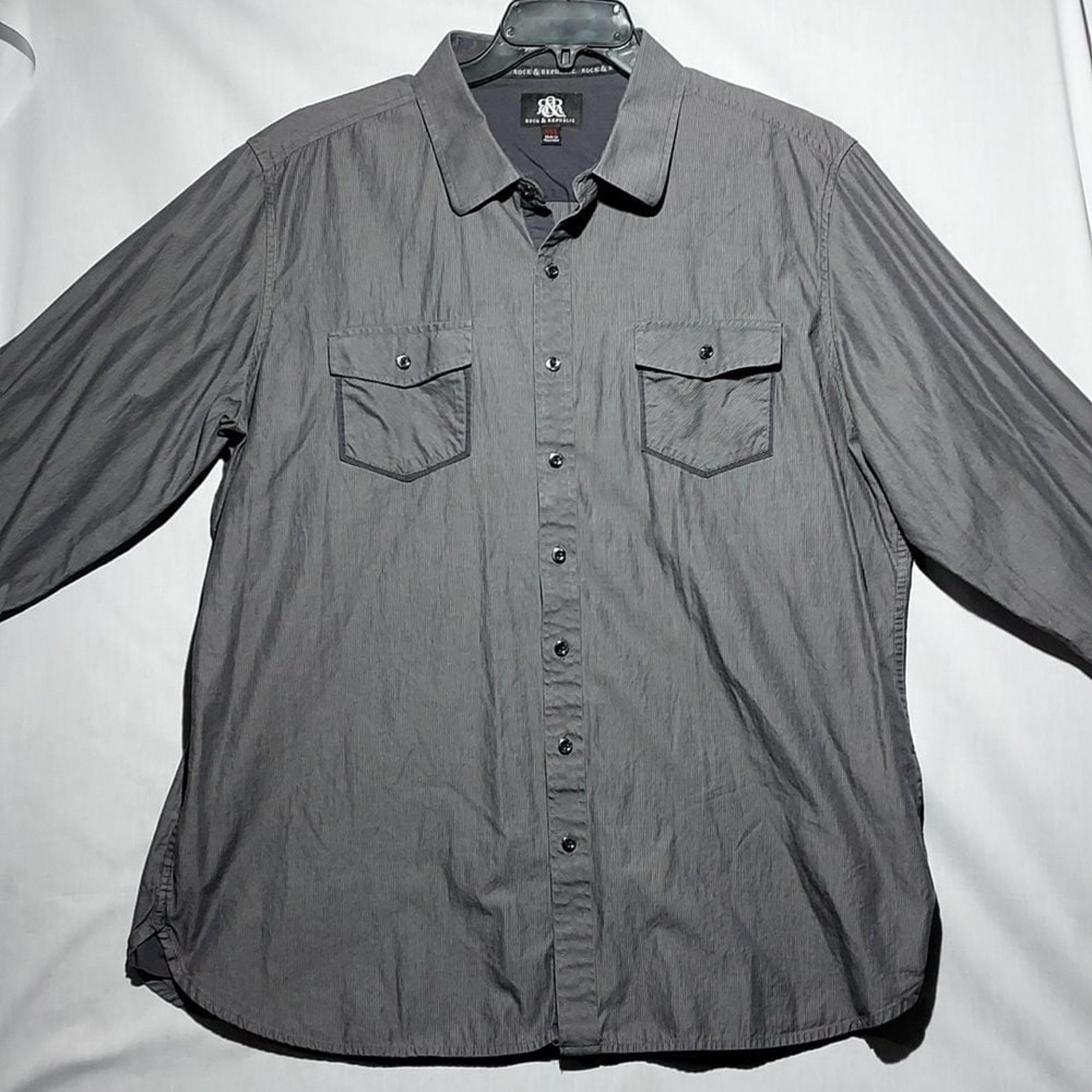 Rock & Republic 100% cotton long sleeve button-up men's shirt size XXL