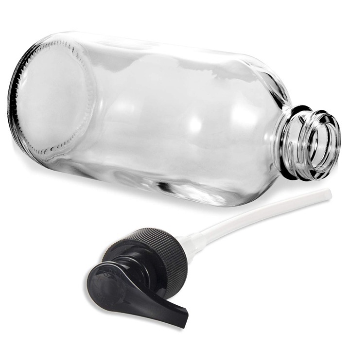 NEW 6 GLASS PUMP PRESS BOTTLES MARE HAMPOO 8 OZ SOAP LOTION DISPENSERS PUMPS
