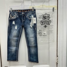 NWT Rock Revival Alexia thick stitch denim Crop capri capris jeans women's 23.