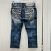 NWT Rock Revival Alexia thick stitch denim Crop capri capris jeans women's 23.